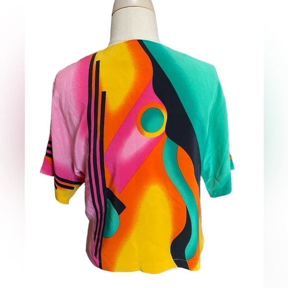 Pat Argenti Vintage 1980’s 100% Silk Blouse size L - Picture 2 of 7
